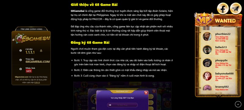 Trang chủ giới thiệu thông tin chi tiết về cổng trò chơi 68 game bài 